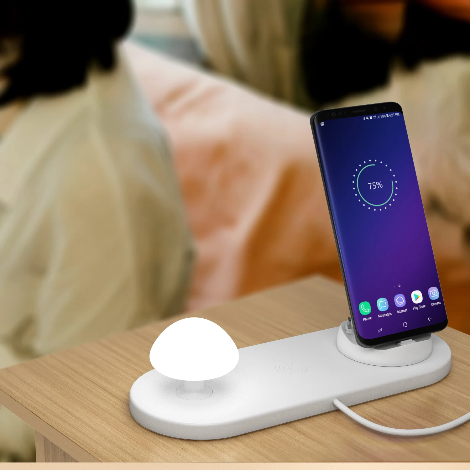 

Show Wish Wireless fast charger for mobile phone 3in1 charger dock for iphone /micro usb phone /typec-phone best promotion gift, White