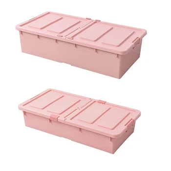 Stackable Plastic Underbed Storage Bins With Latching Handles And