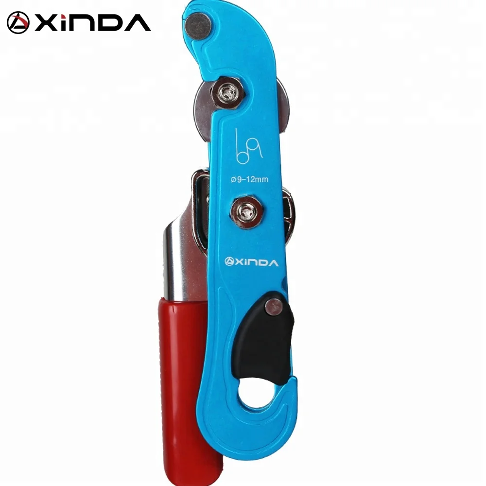 

XINDA 25kN CE certified stop descender for rappelling belaying ppe equipment emergency descent, Blue red silver