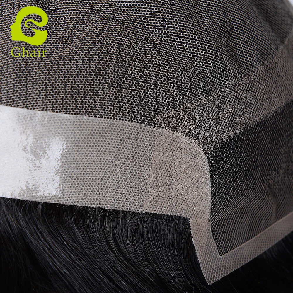 

High quality straight wave durable and more natural on your head lace + pu men toupee