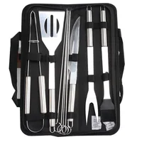 

High quality multifunction portable outdoor barbecue fork knife kit set 18pcs aluminum case bbq grill tool