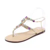 or50335b New type summer sandals large size water diamond chain flat women Roman sandals