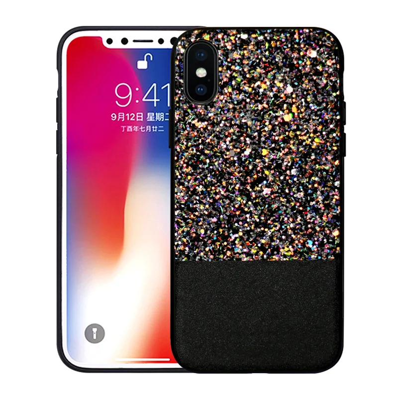 Luxury Bling Glitter Sequin PU TPU PC Smart Phone Case For iPhone X Luxury Bling Glitter Sequin PU TPU PC Smart Phone Case For iPhone X
