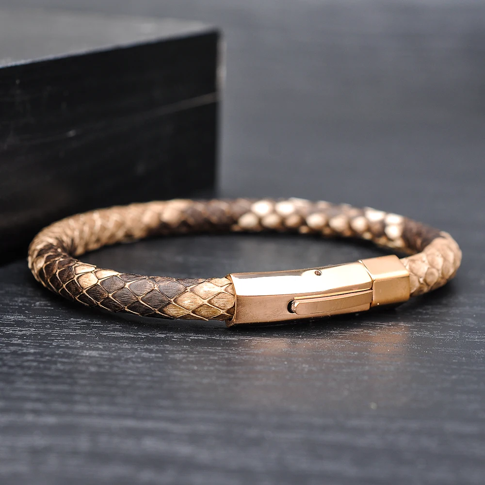 Custom Jewelry Wholesale Stainless Steel Clasps Python Leather Snake