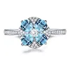 Tonglin trendy 925 Silver high-quality micro pave 2 ct blue CZ women wedding rings