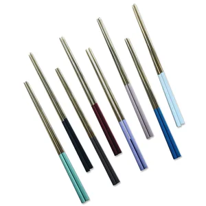 Image of Cathylin wholesale bulk luxury korean japanese with custom logo reusable titanium metal stainless steel chopsticks