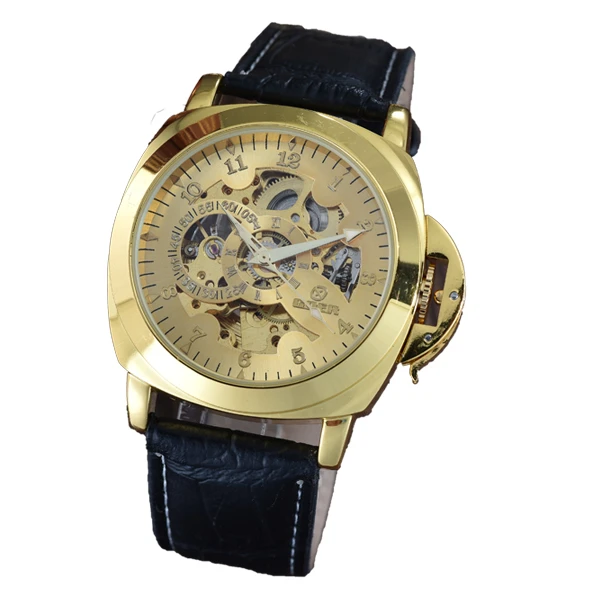 

T-GOER automatic hollowed mechanical watch, man belt waterproof watch factory direct pierced leather belt Watch