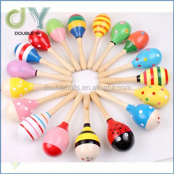 Custom Child Wooden Double Color Maraca / Baby Maracas / Mini Maracas