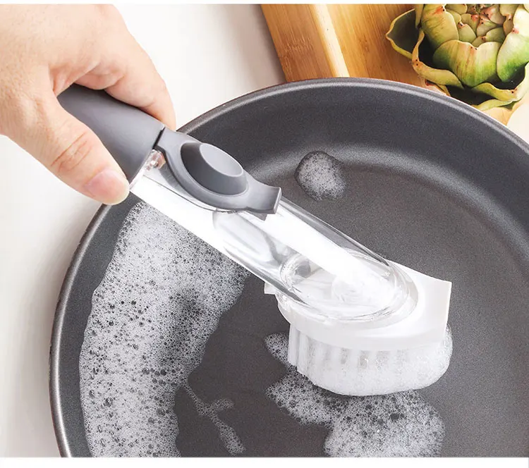 

METIS deep clean liquid soap Dispensing Kitchen Dish Brushes kitchen sink scrubber kitchen soap dispensing dish brush, Gray;green
