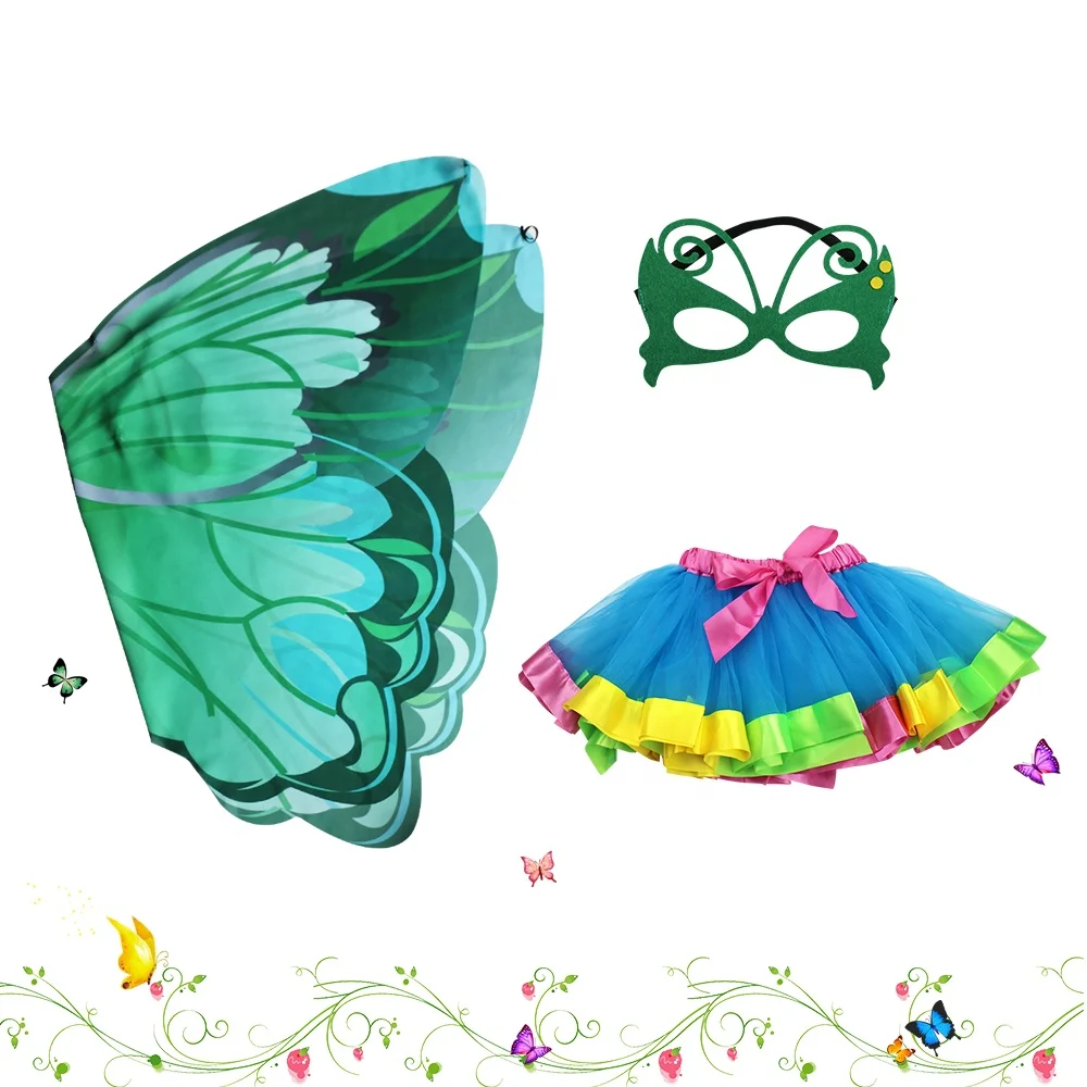 

Fairy Butterfly Wings With Mask And Rainbow TuTu Skirt Dress Up Birthday Party Costumes Party Favors, Bright