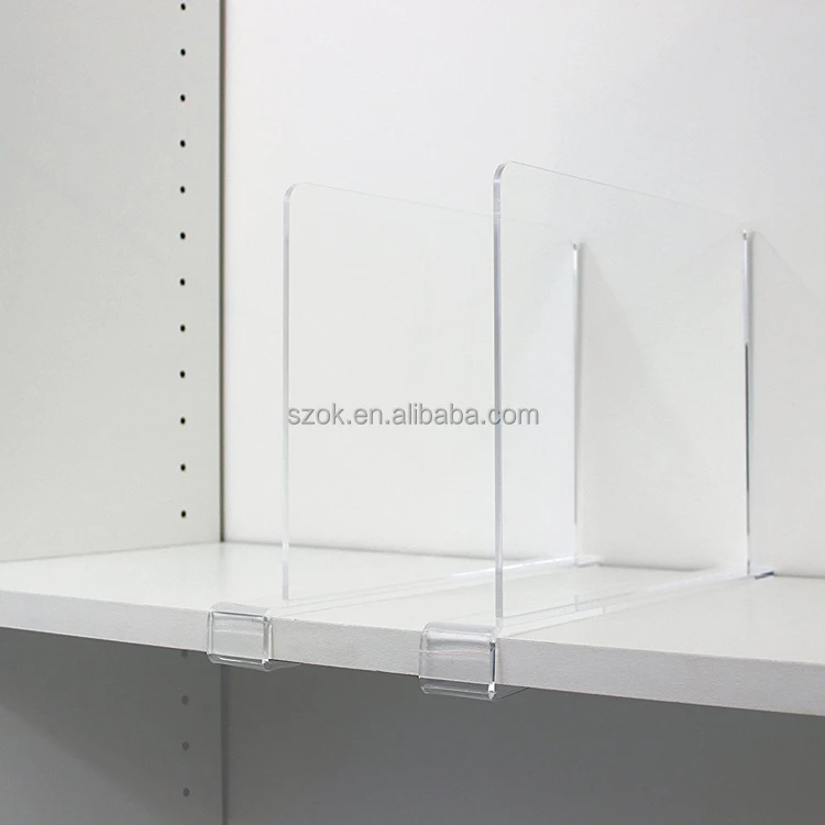 
Plexiglass Clear Acrylic Shelf Dividers for Closets / wood shelves 