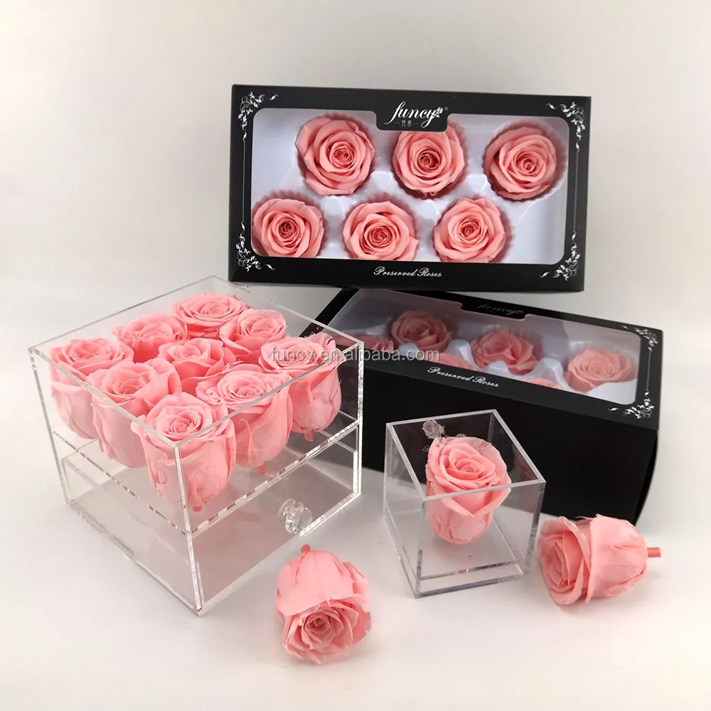 Plastic Roses Stems Preserved Roses Arrangement Soft Touch Natural