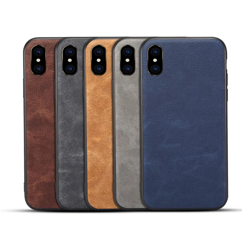 Factory Price for iPhone X XS Retro Style Leather Back Phone Case, 5 Colors Available