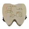 Tooth shape baby first teeth box made of wood