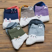 

KANGYI High Quality Cute Cartoon Animal Ankle Socks Adult Pure Cotton Women Low Cut Socks