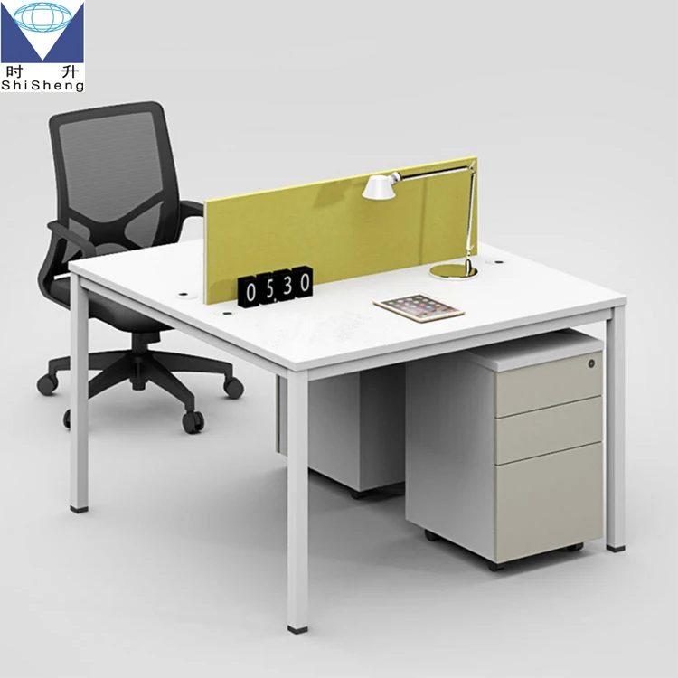 Simple White Open Space Office Desk Office Furniture For 2 Person - Buy