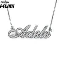 

High end fashion jewelry necklace wholesale Personalized Nameplate White diamond Necklace