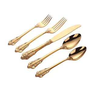 Image of Royal 20 Piece Flatware Set, Elegant 24 pieces Gold for Stainless Steel Wedding Cutlery