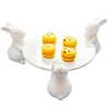 Italain wedding used flat white porcelain cake plate with rabbit holder for serving
