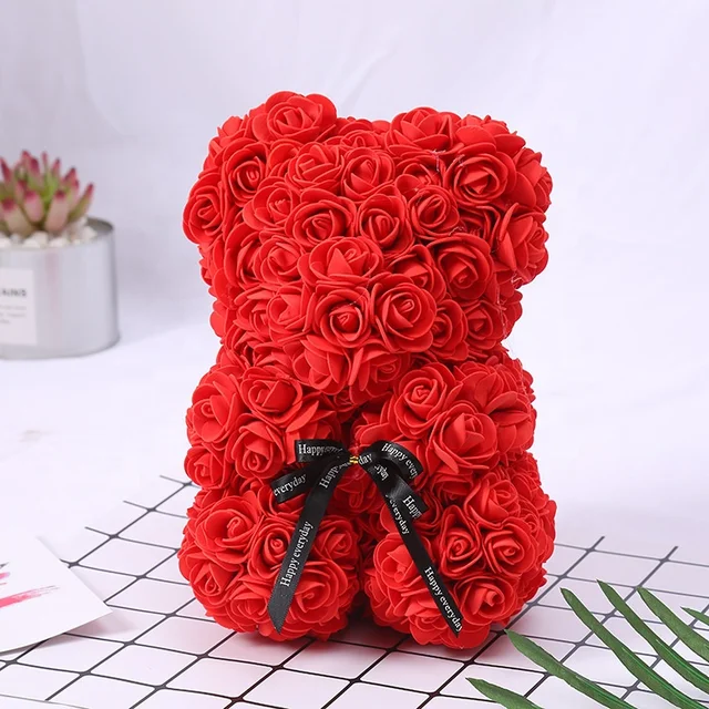 artificial flower teddy bear