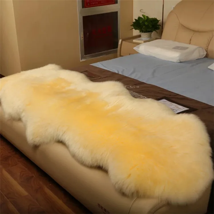2018 Factory Wholesale Sheepskin Faux Fur Rug With Cowhide Shape