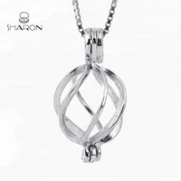 

Wholesale 925 Sterling Silver Helix Twisted Fashion Necklace Pearl Cage Pendants For Pearls