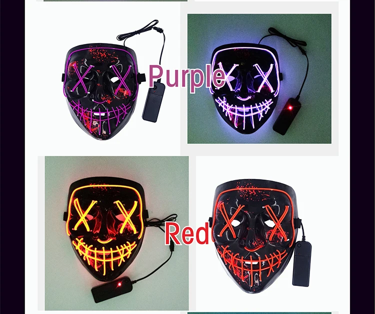 Led Halloween Mask Luminous Glow Dark Mascaras Halloween Party Costume