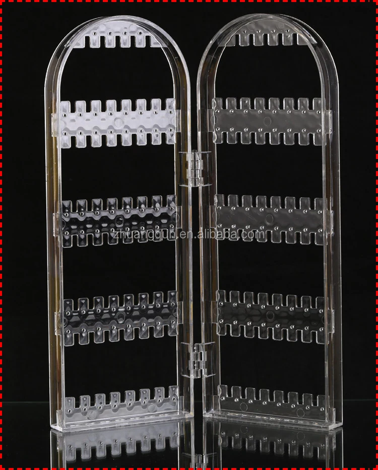 Table top clear view 2-screen folded acrylic earring display stand shelf