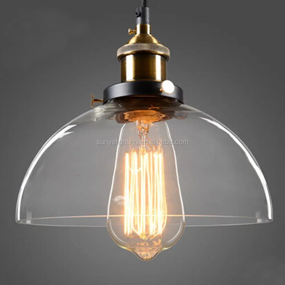 Glass Shade For Pendant Light half globe vintage industrial ceiling lamp clear glass pendant lighting for kitchen island loft shade fixture