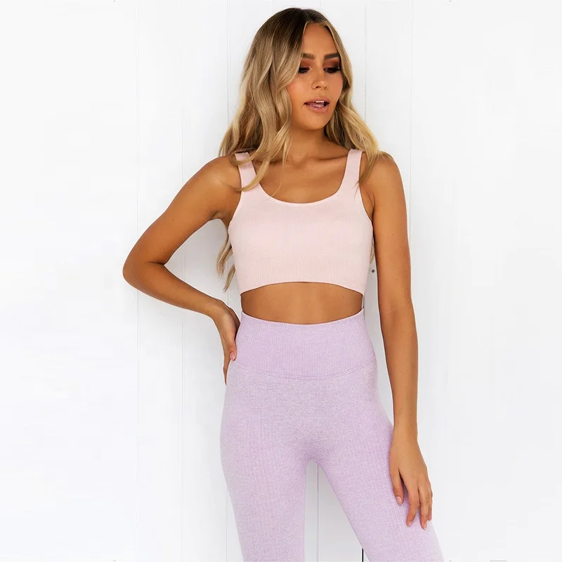 

2019 customize Fitness Gym clothing Sportswear Women seamless Workout Sets Yoga Pants Set