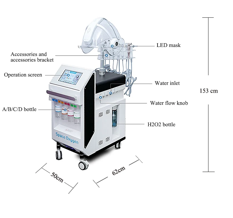 10 in 1 oxygen facial h2o2 water dermabrasion oxygen machine jet peel oxygen jet system