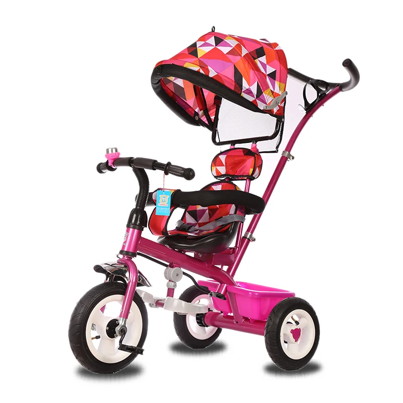 Three Wheeled Baby Carriage With Putter Kids Tricycle Balancing Bicycle