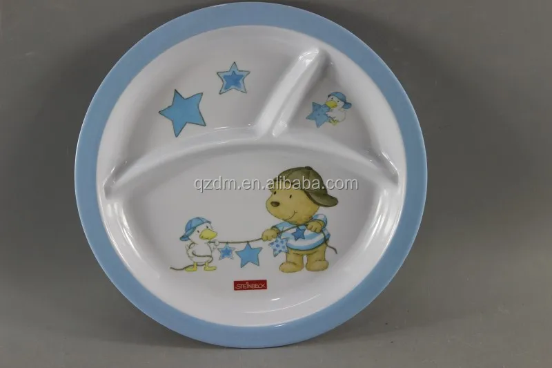 Kids 3 Melamie Divide Plate, Melamdine Section Dinner Plate