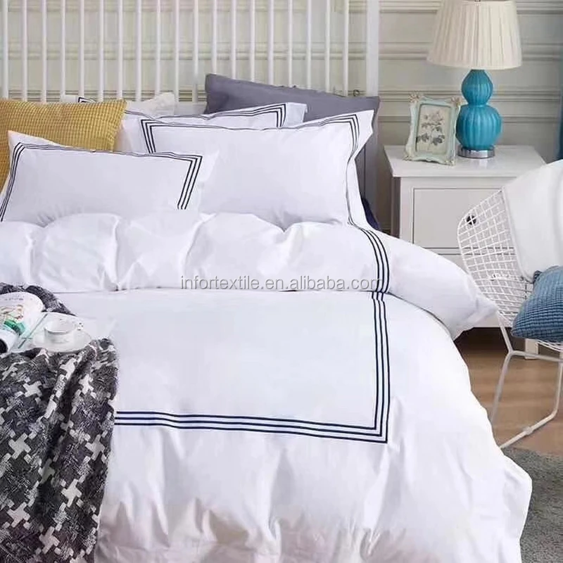 Factory  white color queen size  poly cotton cheap hotel bed linen