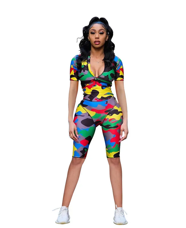 

M3092 army camo ski women bodycon jumpsuit