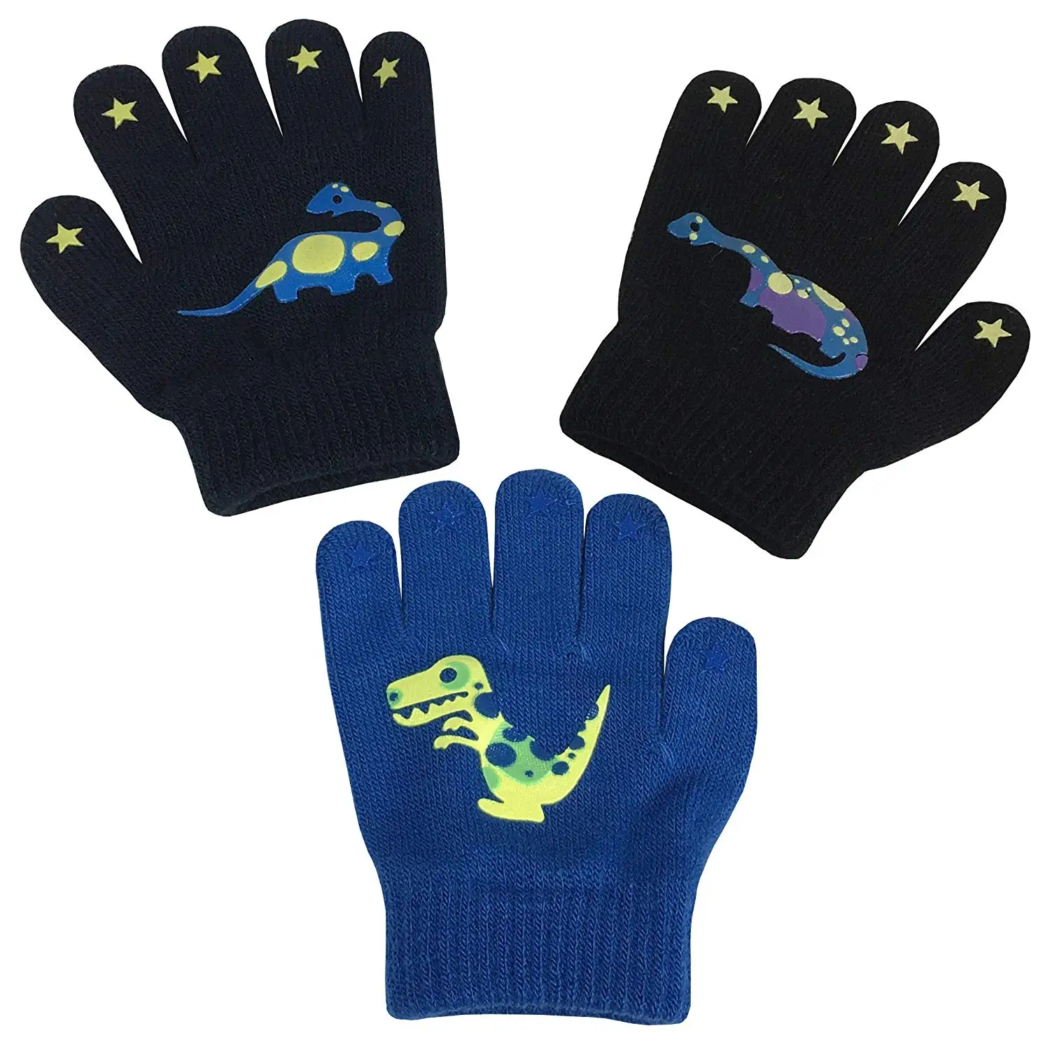 NIce Caps Boys Magic Stretch Gloves 3 Pair Pack Assortment