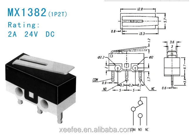 
MX TYPE MICRO SWITCH SERIES MICRO SWITCH SERIES MX1382 
