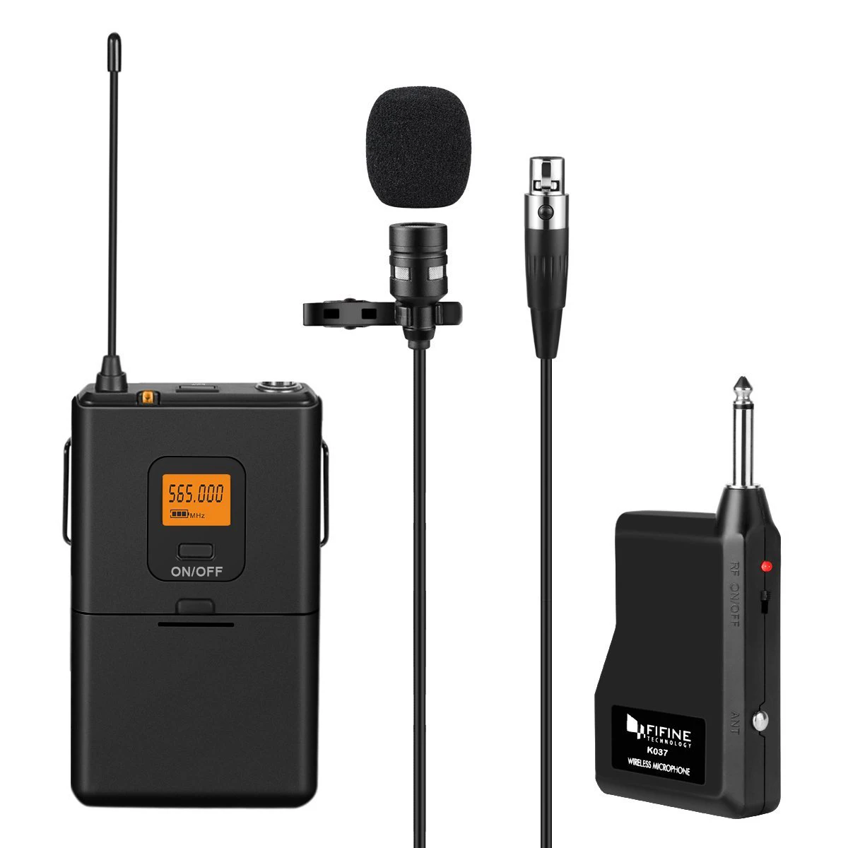 Fifine 20channel Uhf Cordless Lavalier Collar Microphone With Portable