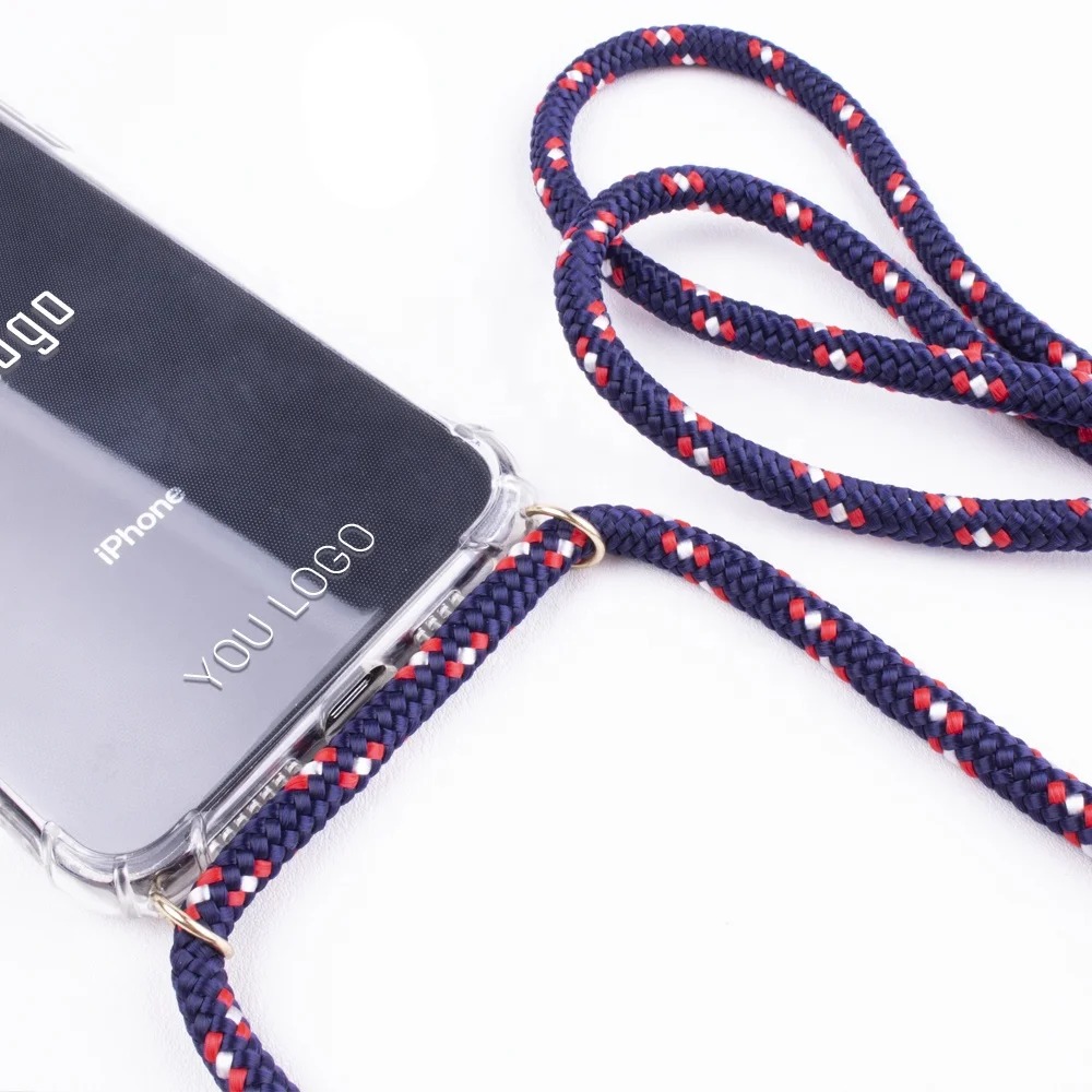 

6.0mm Diameter PP Neck Straps Ropes Crossbody TPU Phone Case With Necklace For IPhone XS Max Phone Cover with Neck Straps, Custom