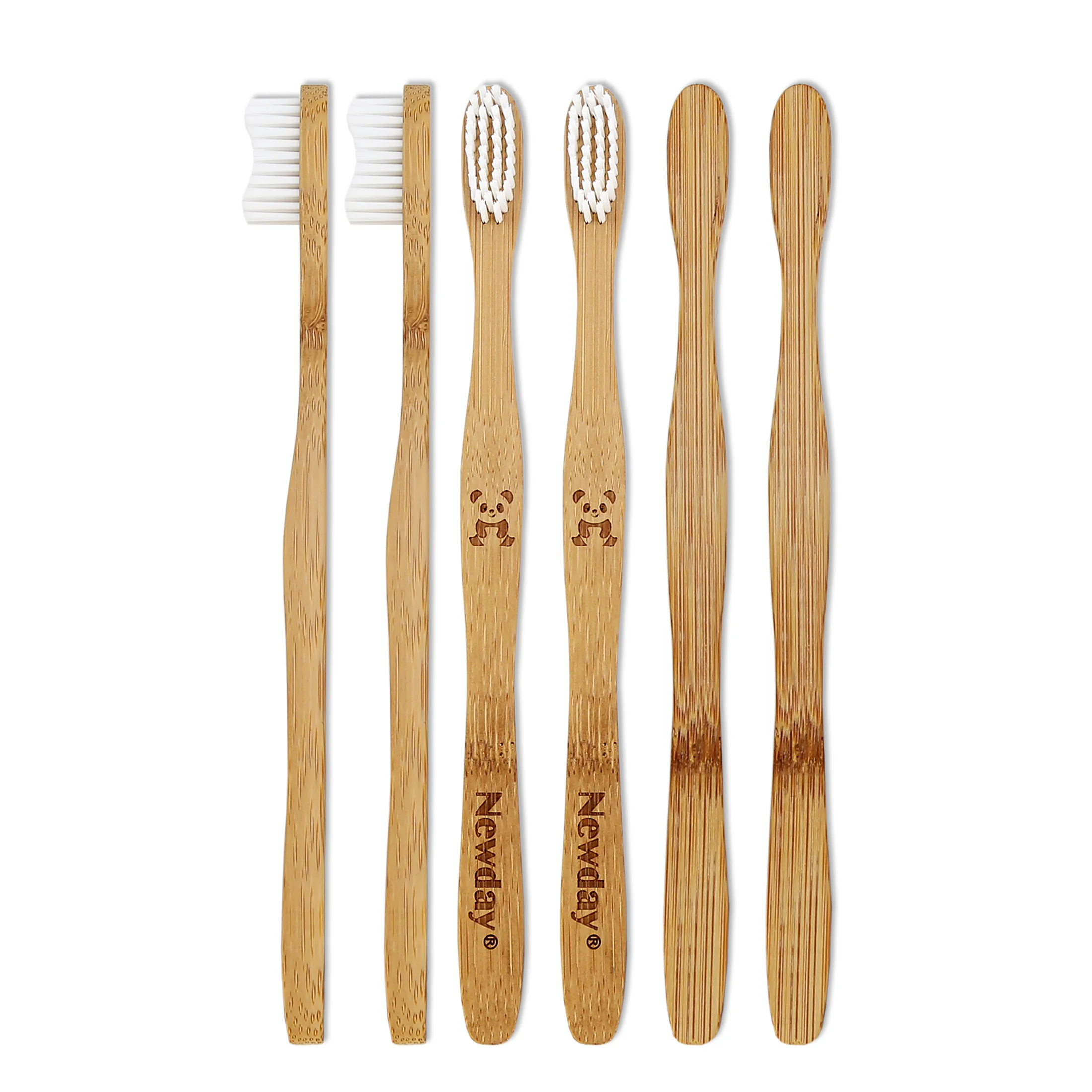 

wavy handle biodegradable eco bamboo toothbrush with soft Nylon610 brisltes, Pantone color