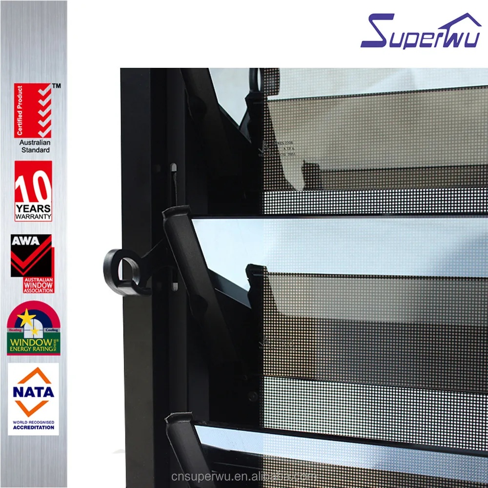 Double glazing aluminium louver design windows vertical aluminum glass window with built-in shutters for sale