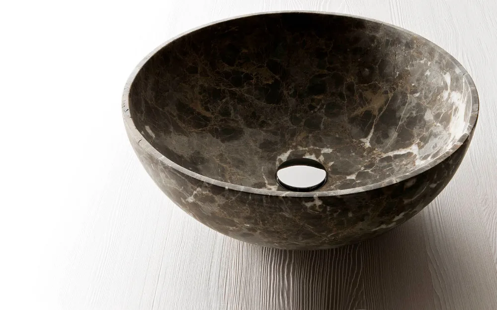 Custom size natural stone black marble wash basin