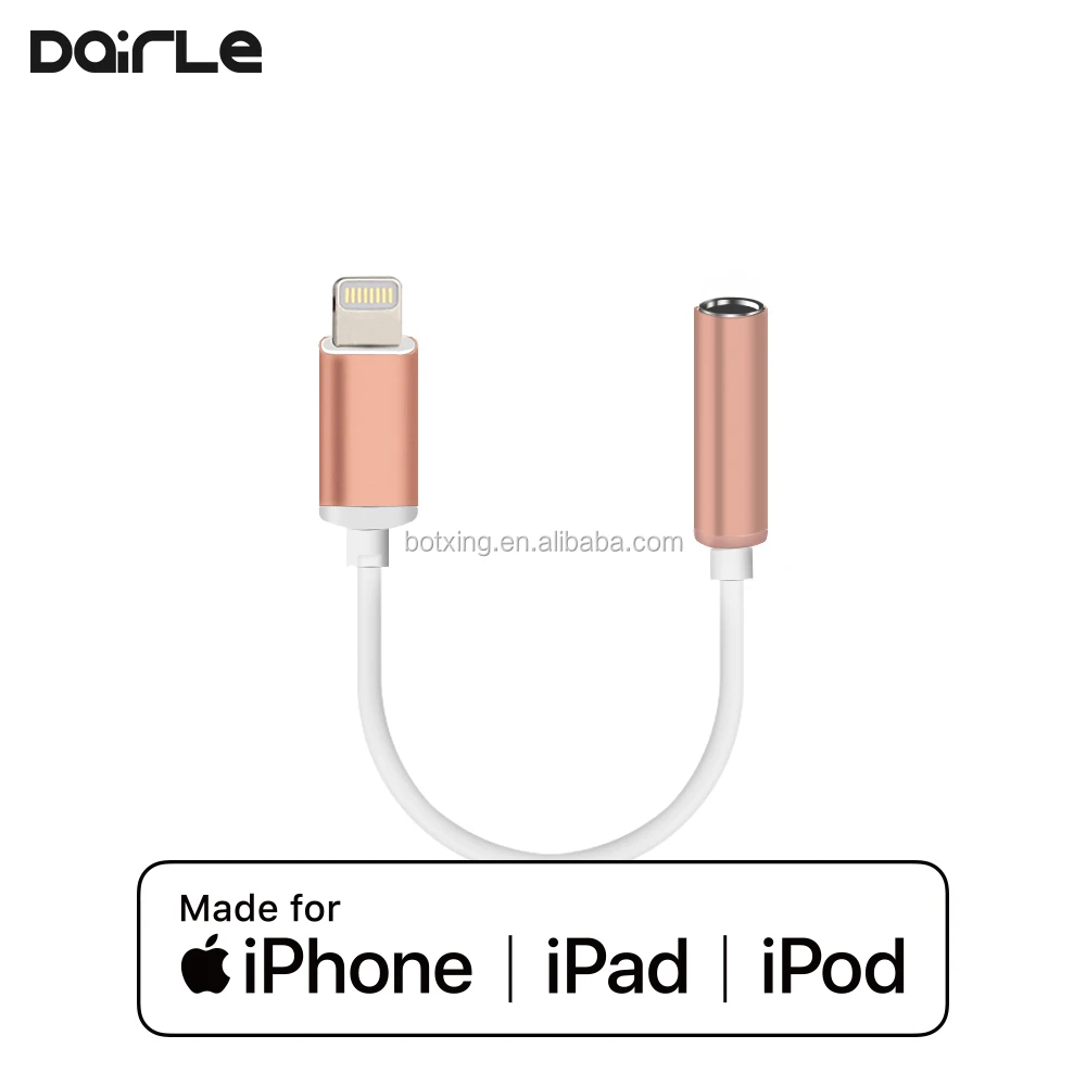 For light-ning to 3.5mm male white mfi earbuds audio adapter headphone splitter