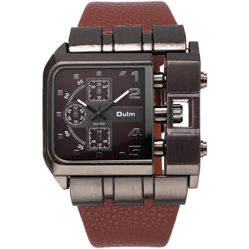 

Oulm 3364 Luxury Brand Wrist Watch Square Dial Wide Strap Men's Quartz Watch Male Clock Super Big Men Watches montre homme