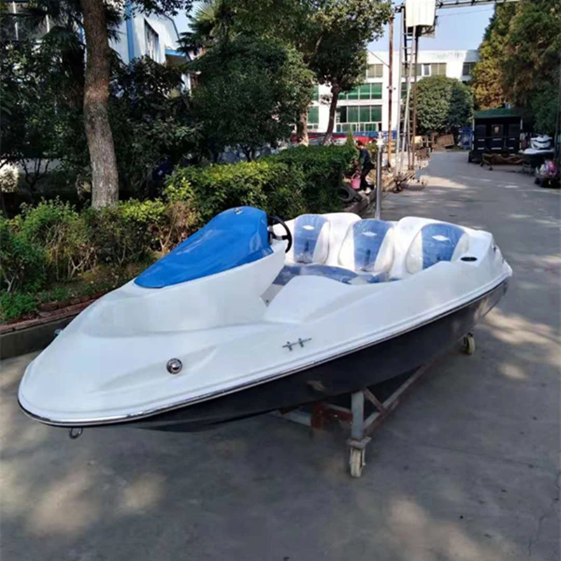 

15ft blue speed boat with ski pole