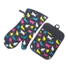 100% cotton silicone printing kitchen oven mitten, mit and pot holder, Heat Resistant Silicone BBQ Grill Oven Gloves DETA
