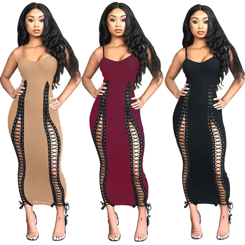 90622-MX43 spaghetti strap sexy bandage styles womens dress