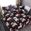 cartoon dog print bedding set microfiber bed sheet duvet cover home textile