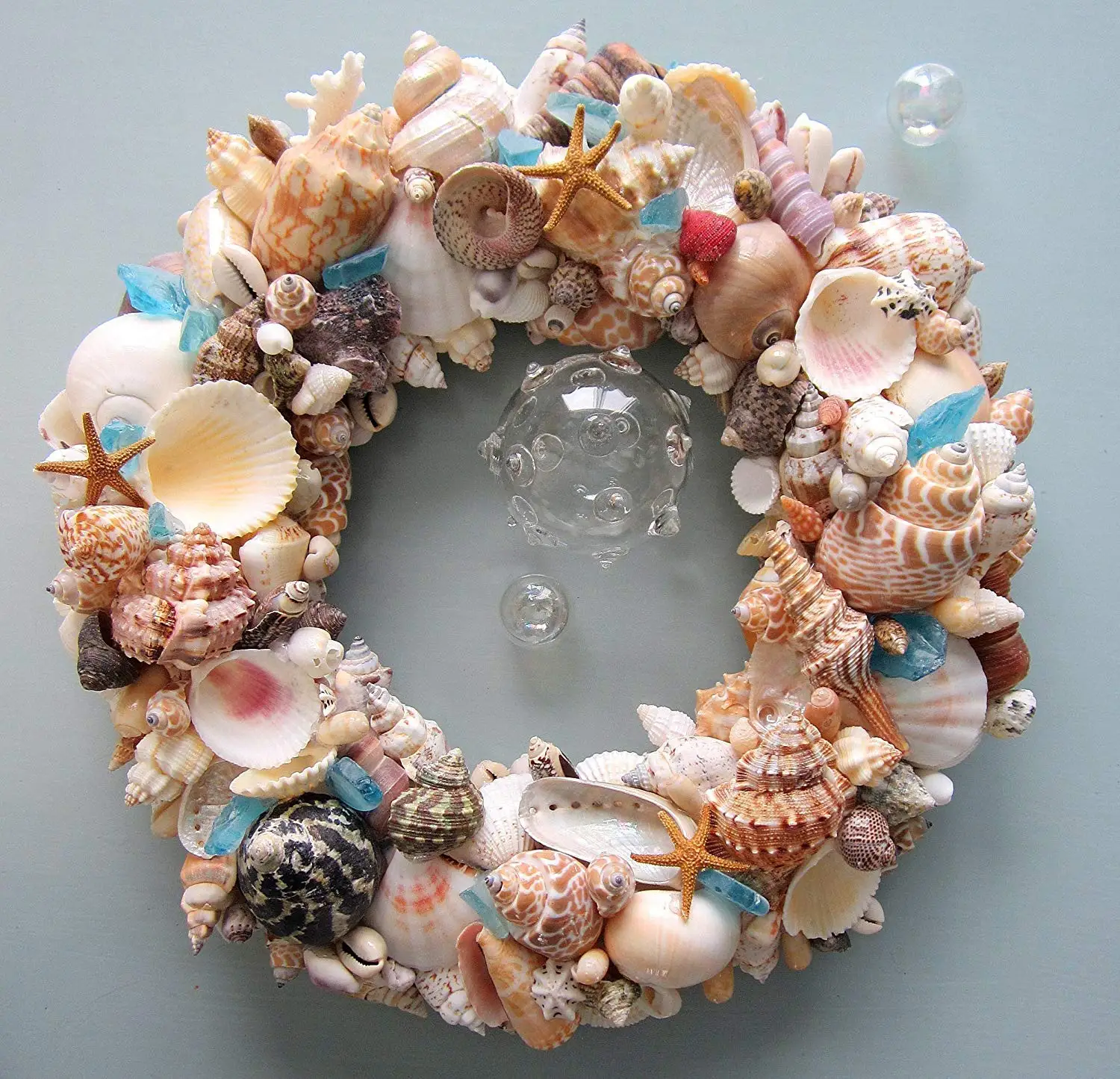 Seashell wreath nautical decor home decor beach decor,This mini sea shell w...