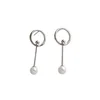 S925 sterling silver earring Ring strip beaded tassel earrings women girl gift silver Charm Earrings